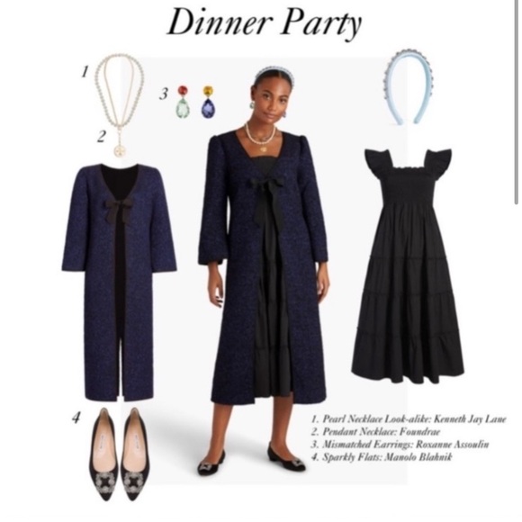 🌲Hill House Home - Lou Lou Duster Jacket Navy Midnight Tweed Size Small - Picture 1 of 13